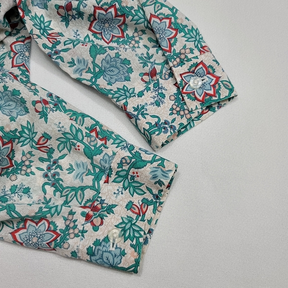 Vtg Floral Print Button Front Long Sleeve Blouse Top - Picture 10 of 12